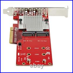 StarTech Dual M. 2 PCIe SSD Adapter, x8/x16 NVMe/AHCI, 3.0 SSD, Red
