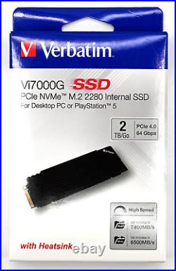 Verbatim Vi7000G 2TB M. 2 2280 PCIe NVMe 4.0x4 M. 2 7400MB/s PS5 Heatsink SSD