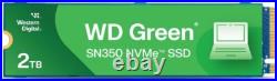 WD 2TB WD Green SN350 NVMe Internal SSD Gen3 PCIe QLC M. 2 2280 WDS200T3G0C WD 2TB WD Green SN350 NVMe Internal SSD Gen3 PCIe QLC M. 2 2280 WDS200T3G0C