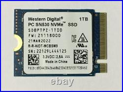 WD PC SN530 m. 2 2230 SSD SDBPTPZ-1T00 1TB NVMe PCIe for Surface Pro X Laptop SSD