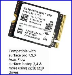 WD PC SN740 1TB M. 2 2230 SSD NVMe PCIe4x4 For Microsoft Surface Steam Deck, Asus