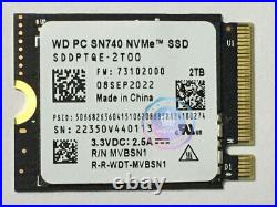 WD PC SN740 2TB M. 2 2230 SSD NVMe PCIe4x4 For Steam Deck ROG Flow X X13 Laptop