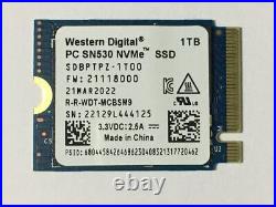 WD SDBPTPZ-1T00 1TB PC SN530 M. 2 2230 SSD NVMe PCIe For Steam Deck PCdell Laptop