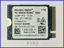 WD SDBPTPZ-1T00 1TB SSD PC SN530 M. 2 2230 NVMe PCIe For Steam Deck Surface Lapto